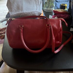 Clare V Red Leather Shoulder Bag